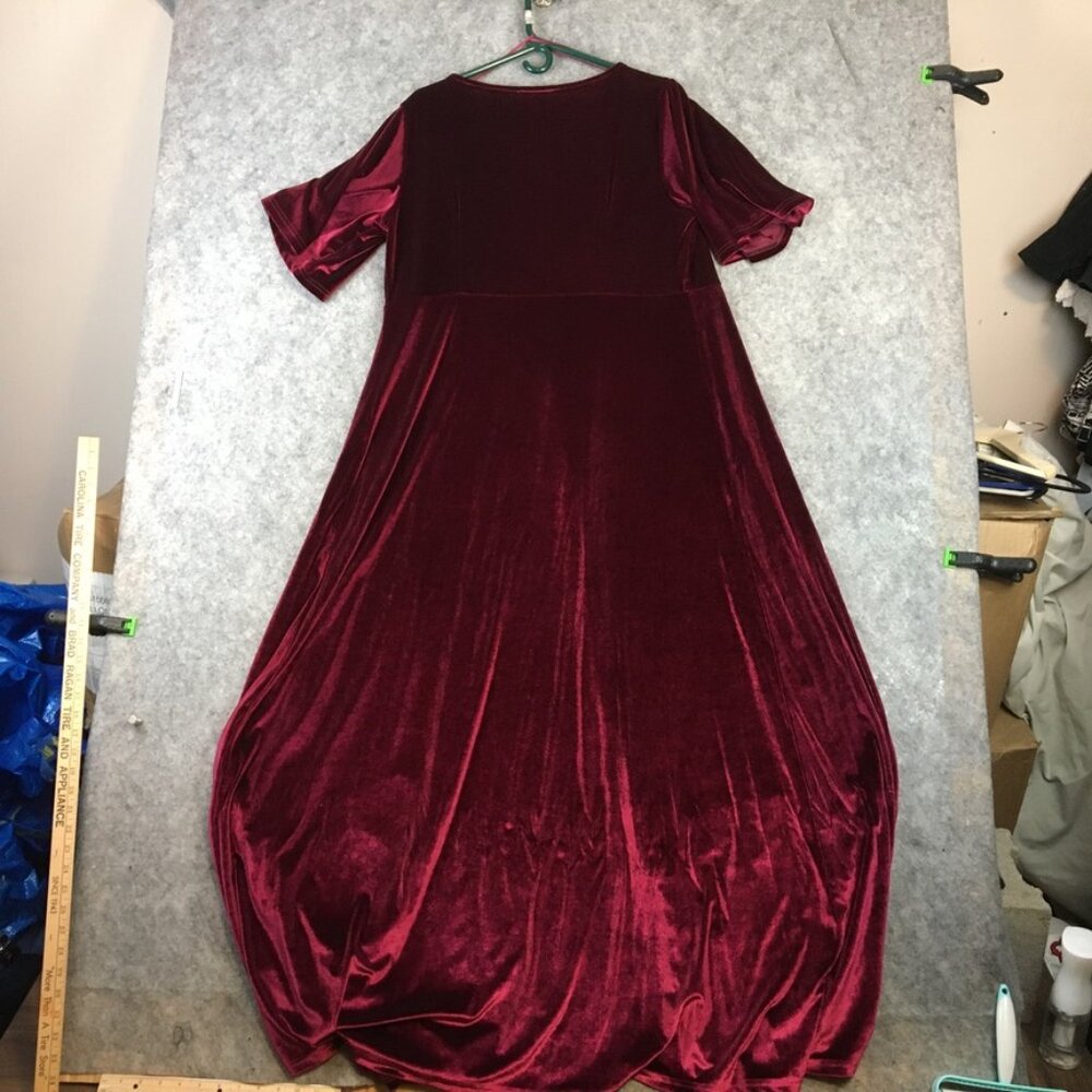 Baltic Born Dress 1XL Bridesmaid Semi Formal Wrap Short Sleeve Maxi Velvet Red - Picture 11 of 12